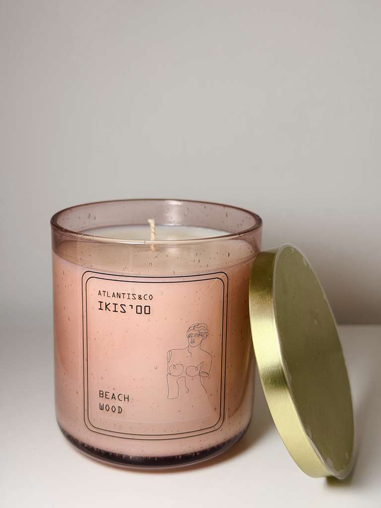 PINK BUBBLE BEACH WOOD CANDLE