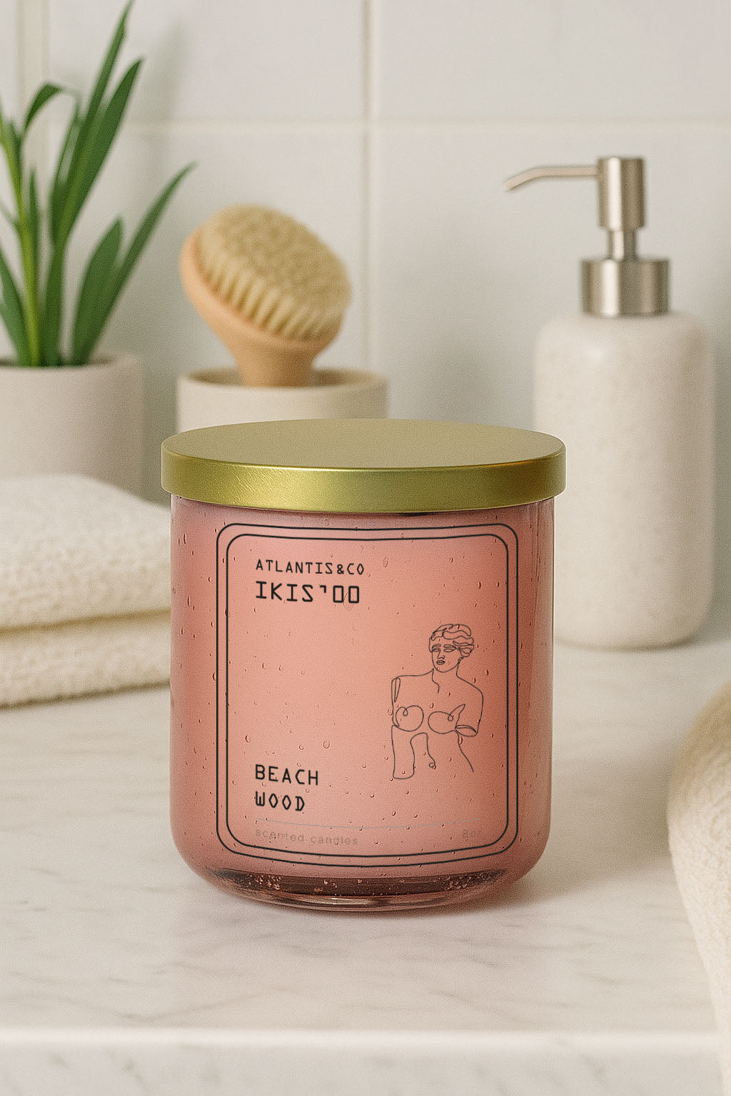 PINK BUBBLE BEACH WOOD CANDLE